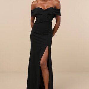 Lulus Song Of Love Black Off-the-shoulder Maxi Dress - Size XS